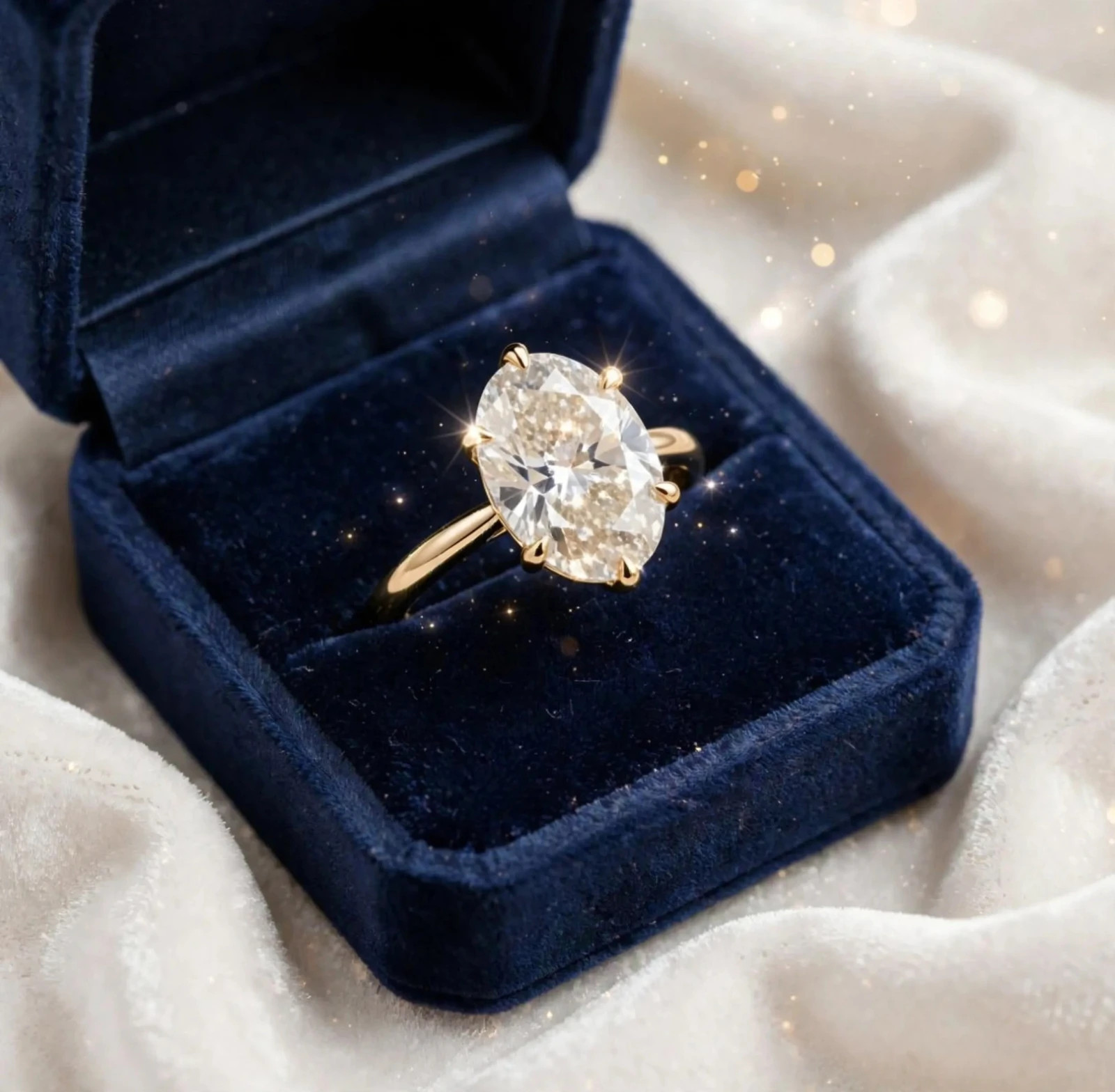 2.0Ct oval Cut moissanite Six prong Solitaire Engagement Ring 14k gold Plated