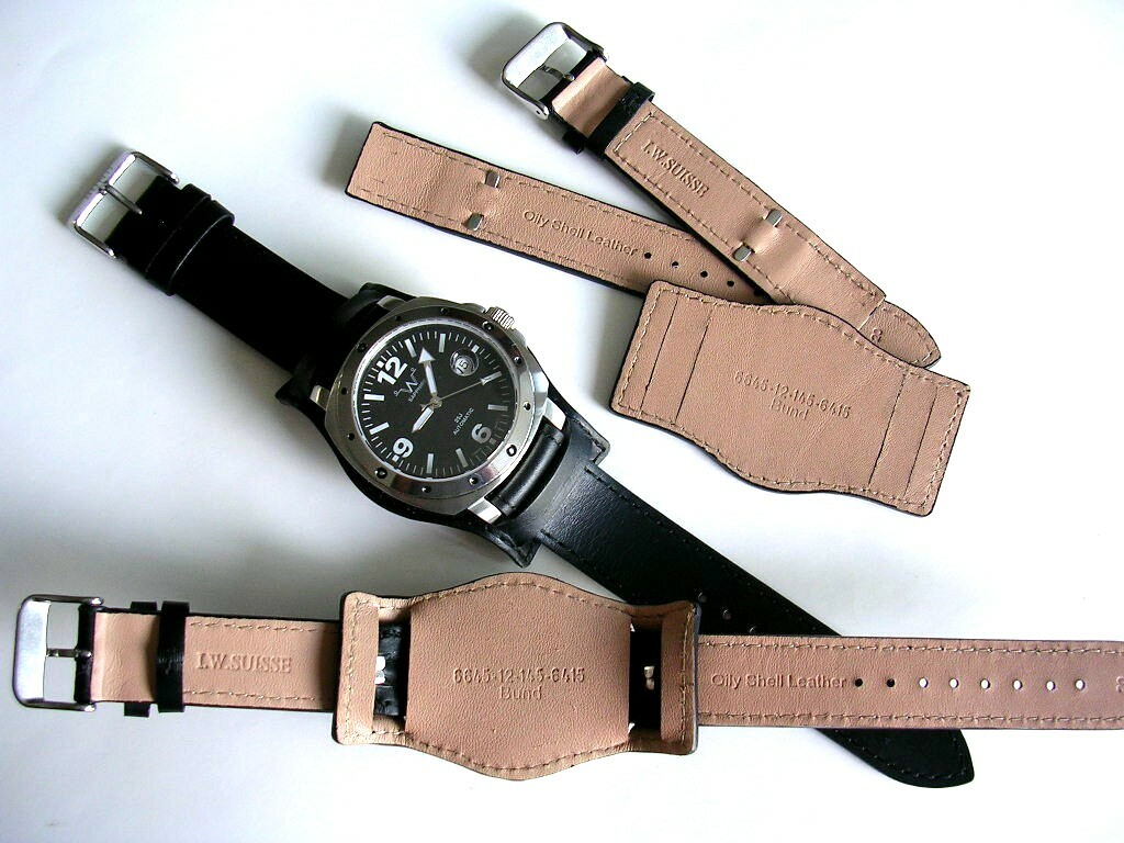 Bund Open End Leather watchband Military strap IW SUISSE 10 12 14 16 18 19 20 22
