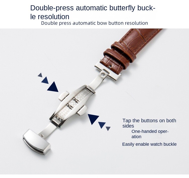 Premium Alligator Grain Genuine Leather Butterfly Clasp Watch Strap Band 12-24mm