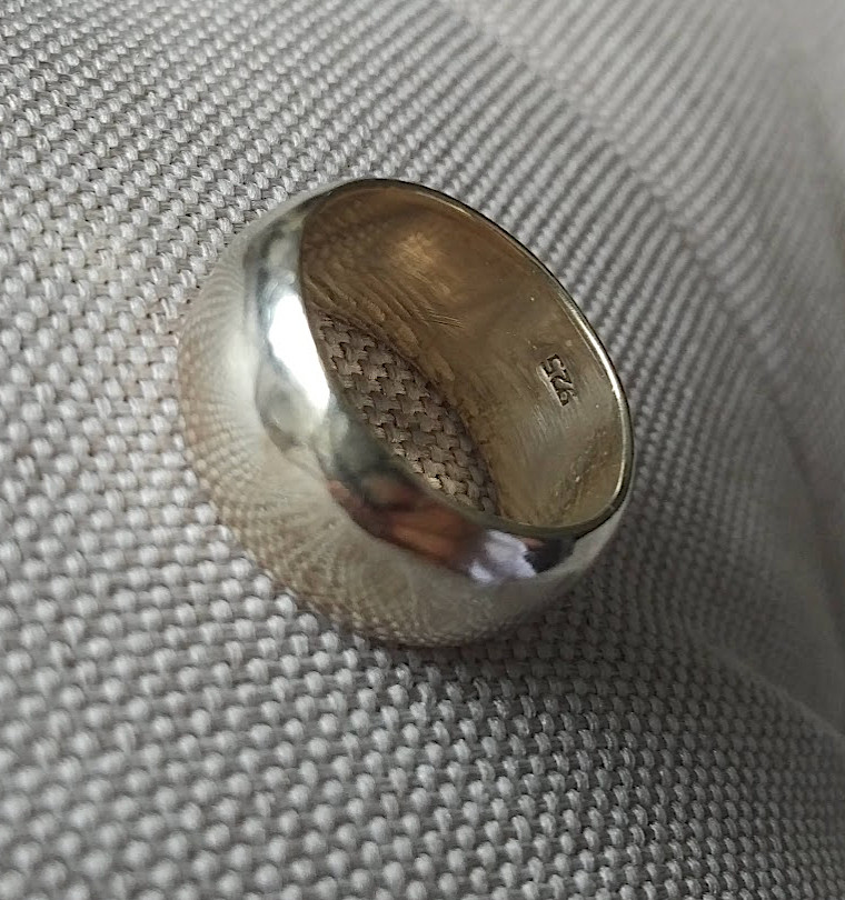 Vintage 90s Y2K silver ring 10mm wide band 925 convex outer sz 5.5-7.5 used SEE