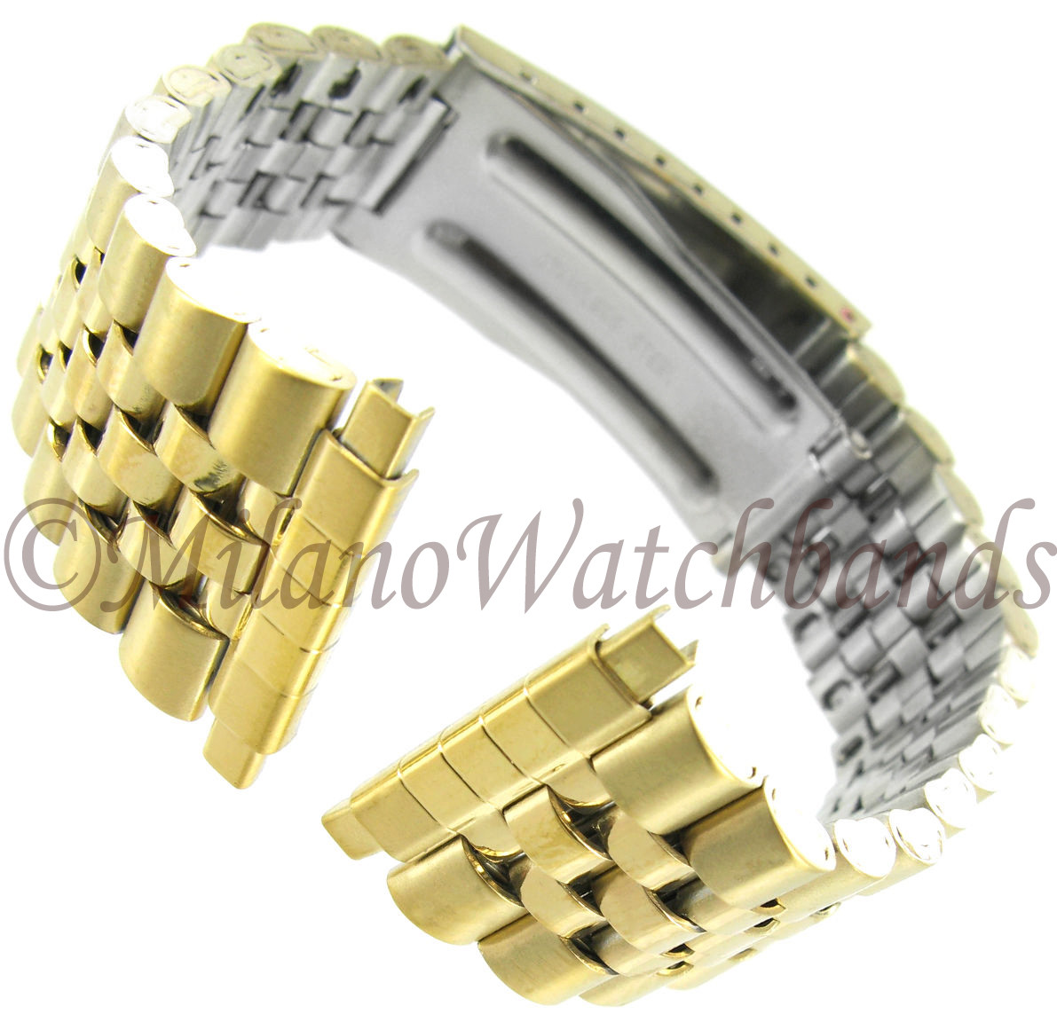 16-22mm Kreisler Center Clasp Gold Tone Non Allergy Stainless Watch Band 402Y
