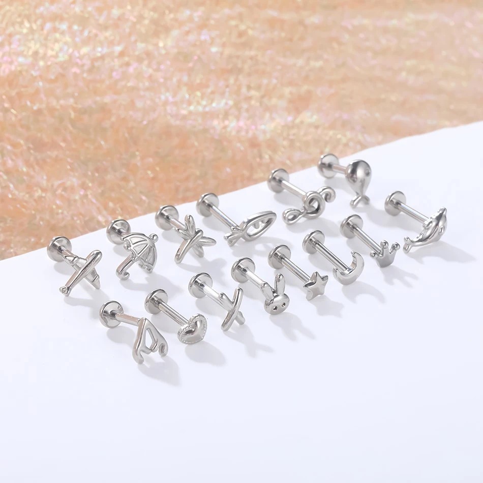 316L Steel Internally Threaded Labret Stud 16G Ear Cartilage Helix Tragus Ring