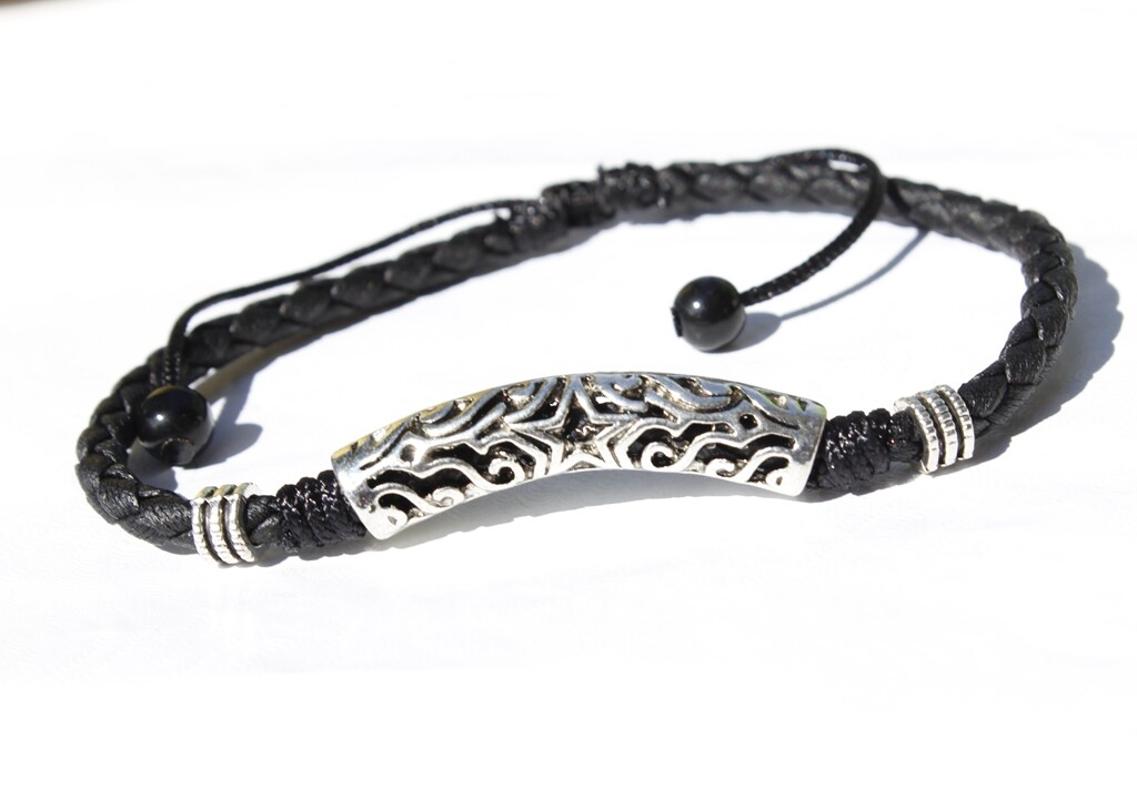 Women/ Men Genuine Leather Lucky Star Pipe Black Rope Anklet Bracelet One Size