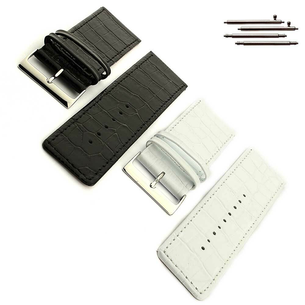 Two-Piece Genuine Leather Watch Strap Band Croco 30 32 34 36 38 40 SPEC WB MM
