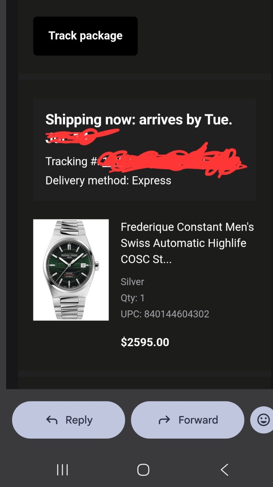 Frederique Constant Highlife COSC Mens Watch Auto 41mm Blue Dial Extra Strap