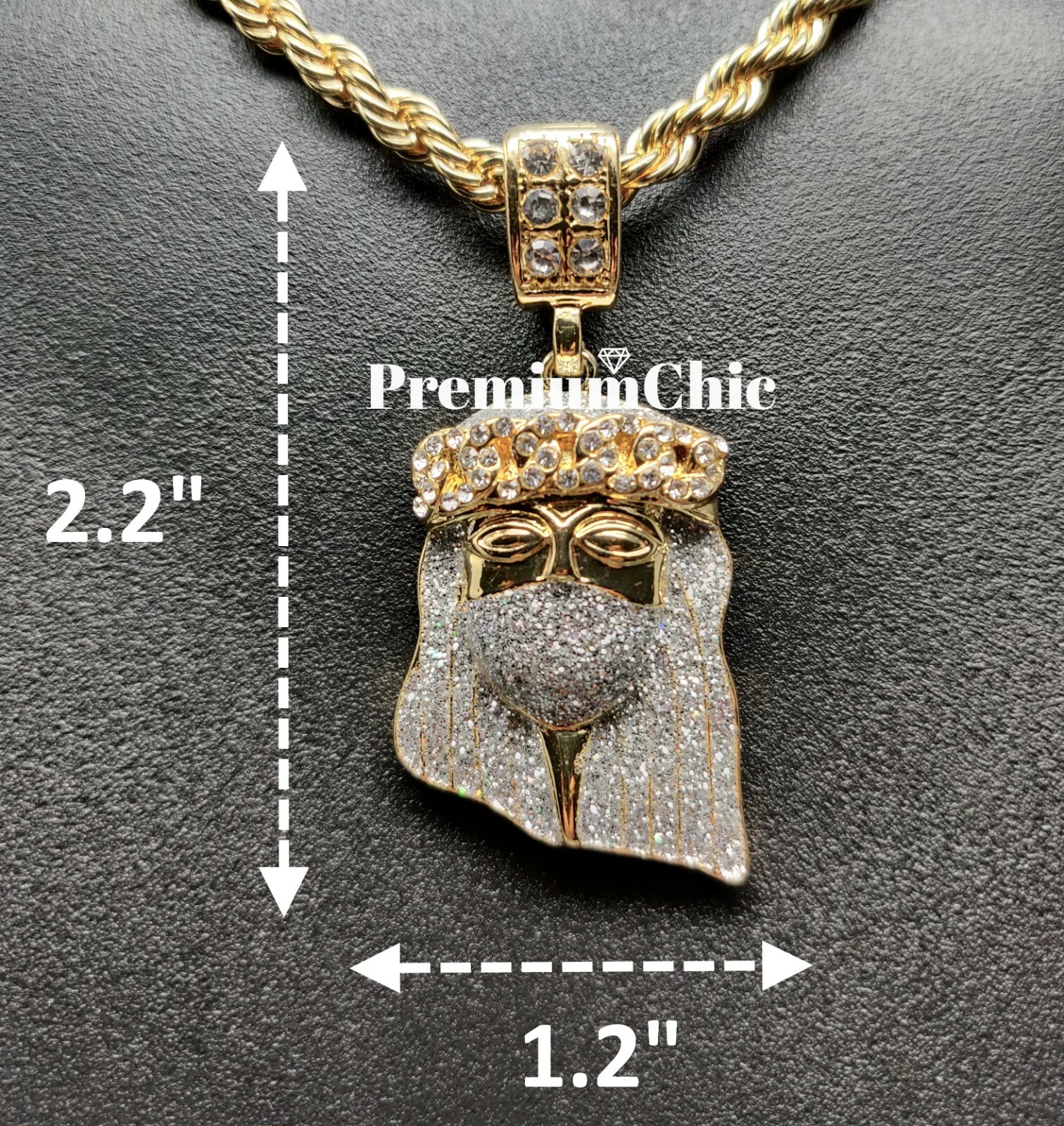 ICED Jesus Pendant Necklace w Rope Chain or Tennis Chain Mens Plated CZ Jewelry