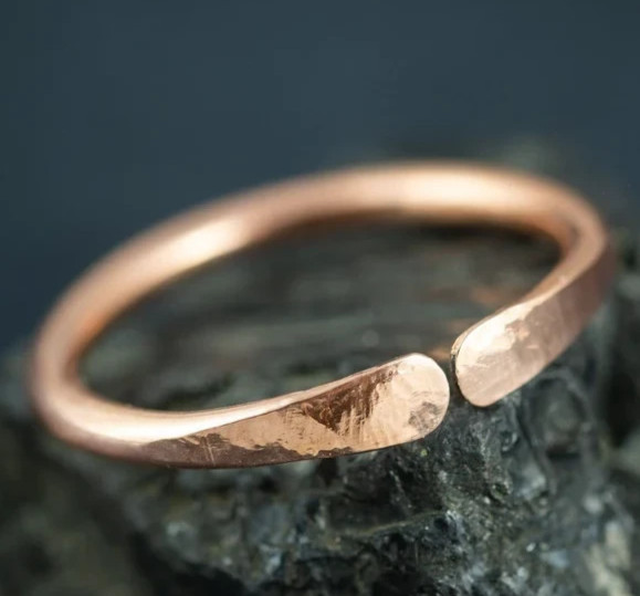 Solid Pure Copper Brass Minimalist Healing Toe Ring, Handmade, Unisex, 2 pc