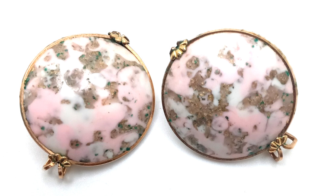 Vintage Hillcraft Gold Fill Pink & Gold Comfort Earrings