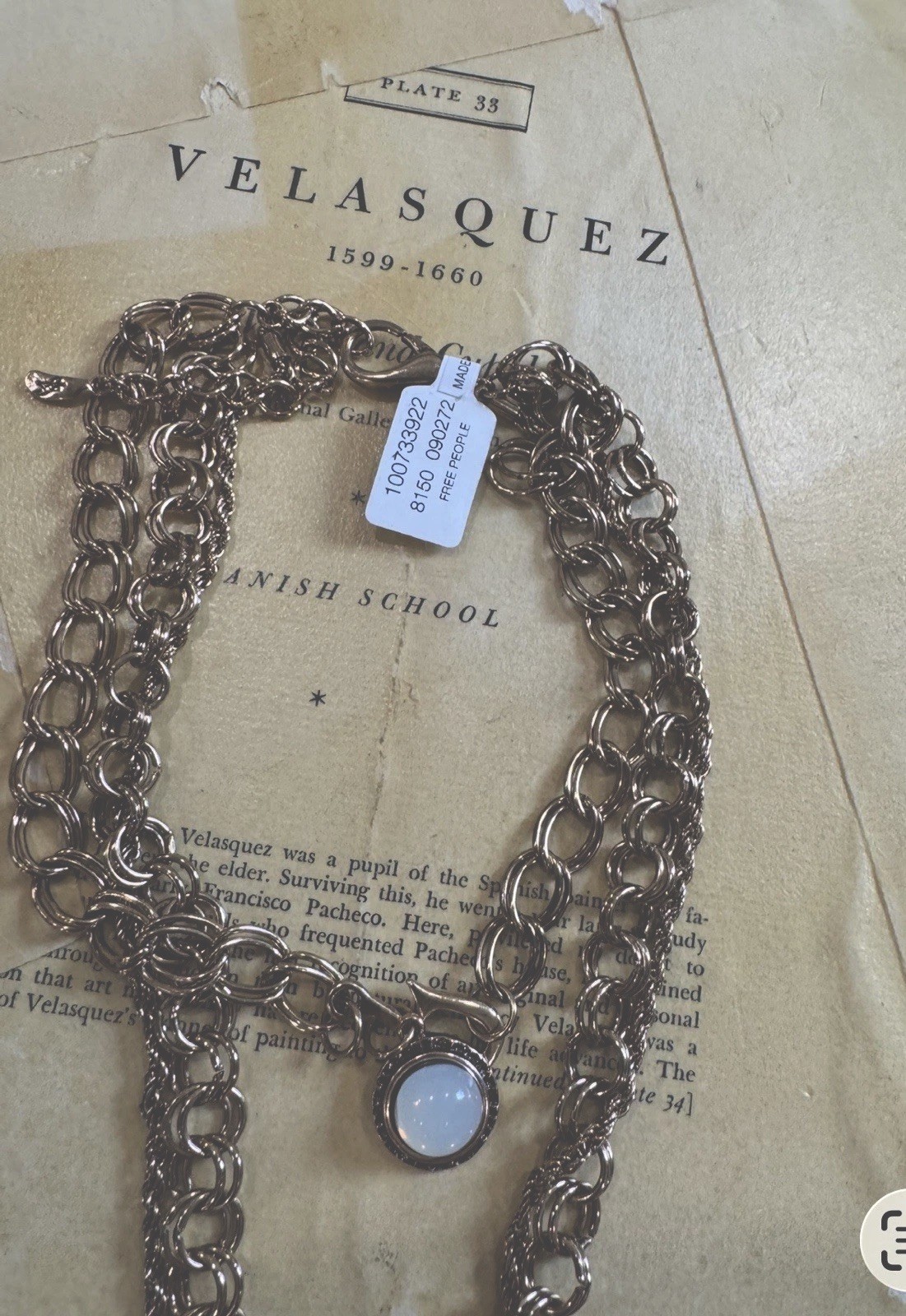 Free People Tate Layer Necklace Adjustable Clasp Closure Dangly Charms Gold NWT