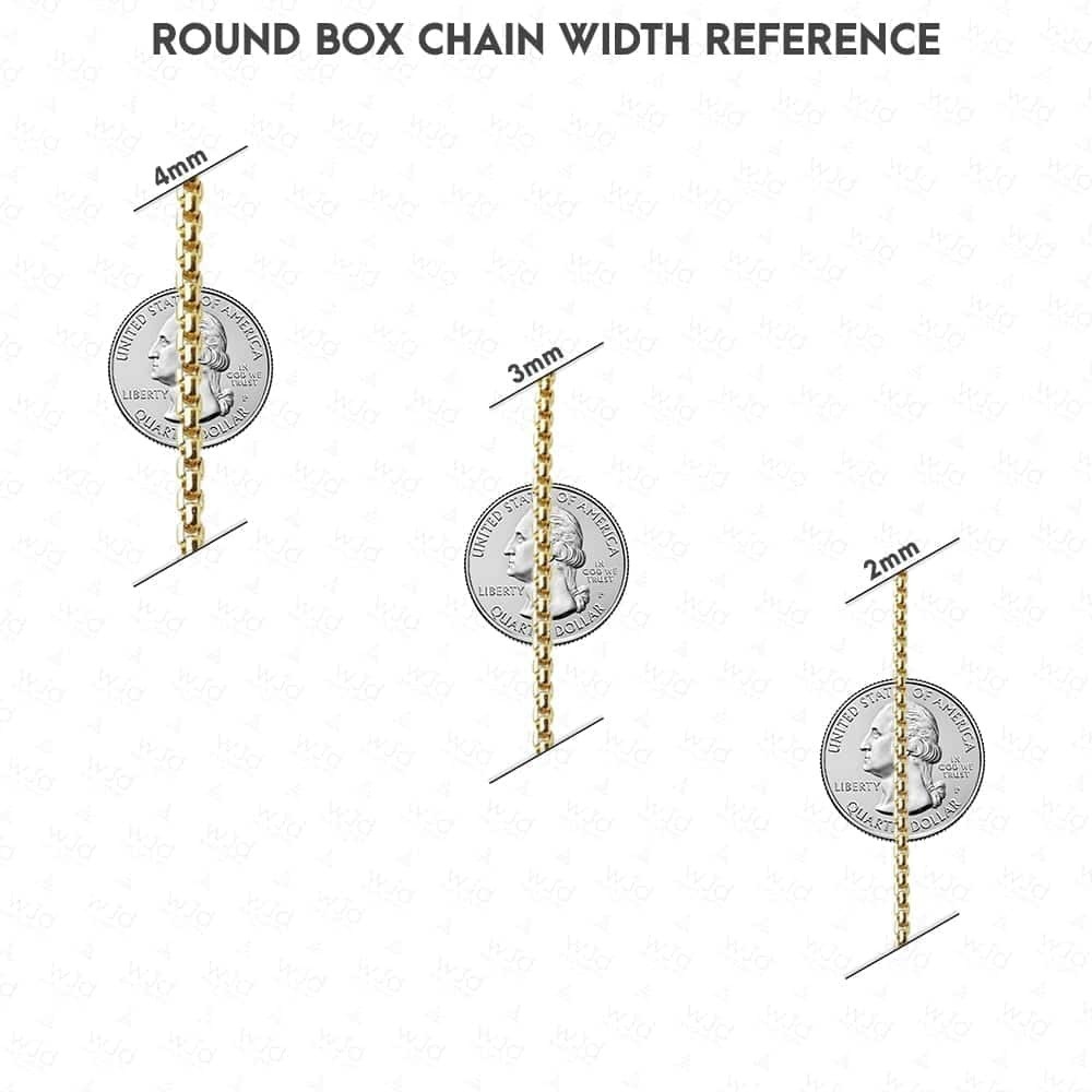 14K Yellow Gold 3.5mm Solid Round Box Chain Necklace 20″ – 30″