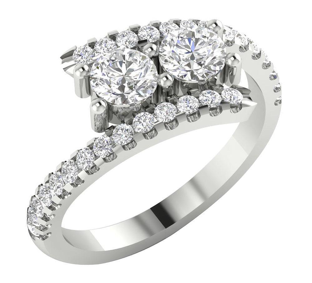 SI1 G 1.15Ct Forever Us 2 Stone Diamond 14K Solid Gold Solitaire Engagement Ring