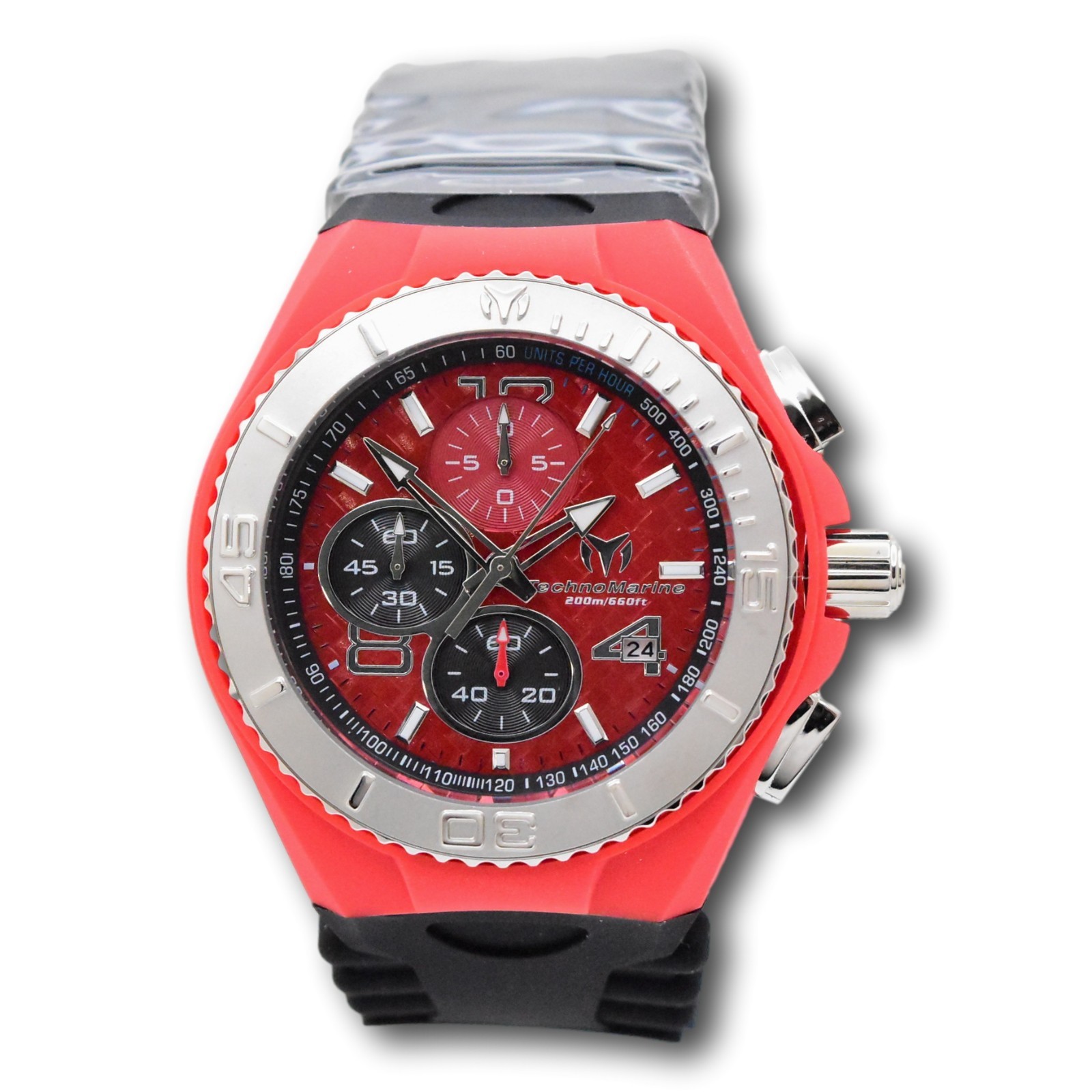 TechnoMarine Cruise JellyFish Men’s 46mm Red Weave Dial Chrono Watch TM-115113