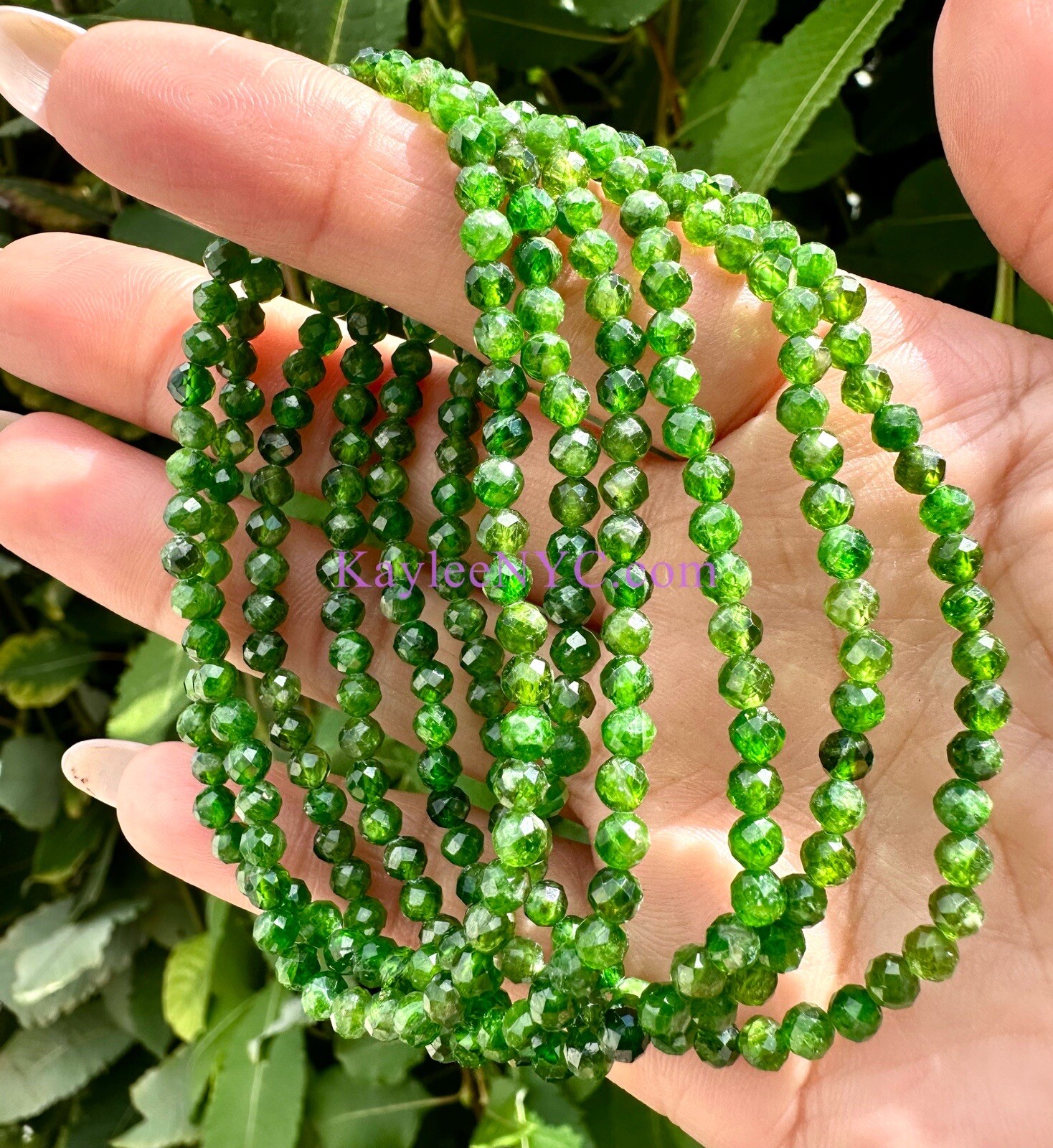 Wholesale 6 Pcs Natural Diopside 4mm Faceted 7.5” Stretch Bracelet