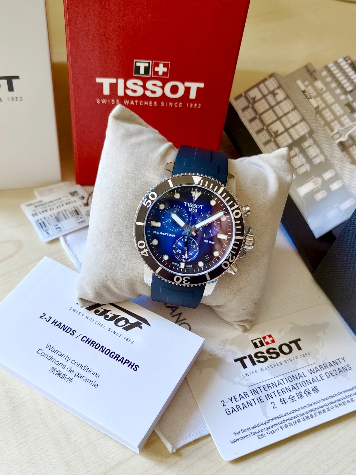 Tissot Seastar 1000 T-Sport Steel Men’s Chronograph Blue Black Dial Diver 300m