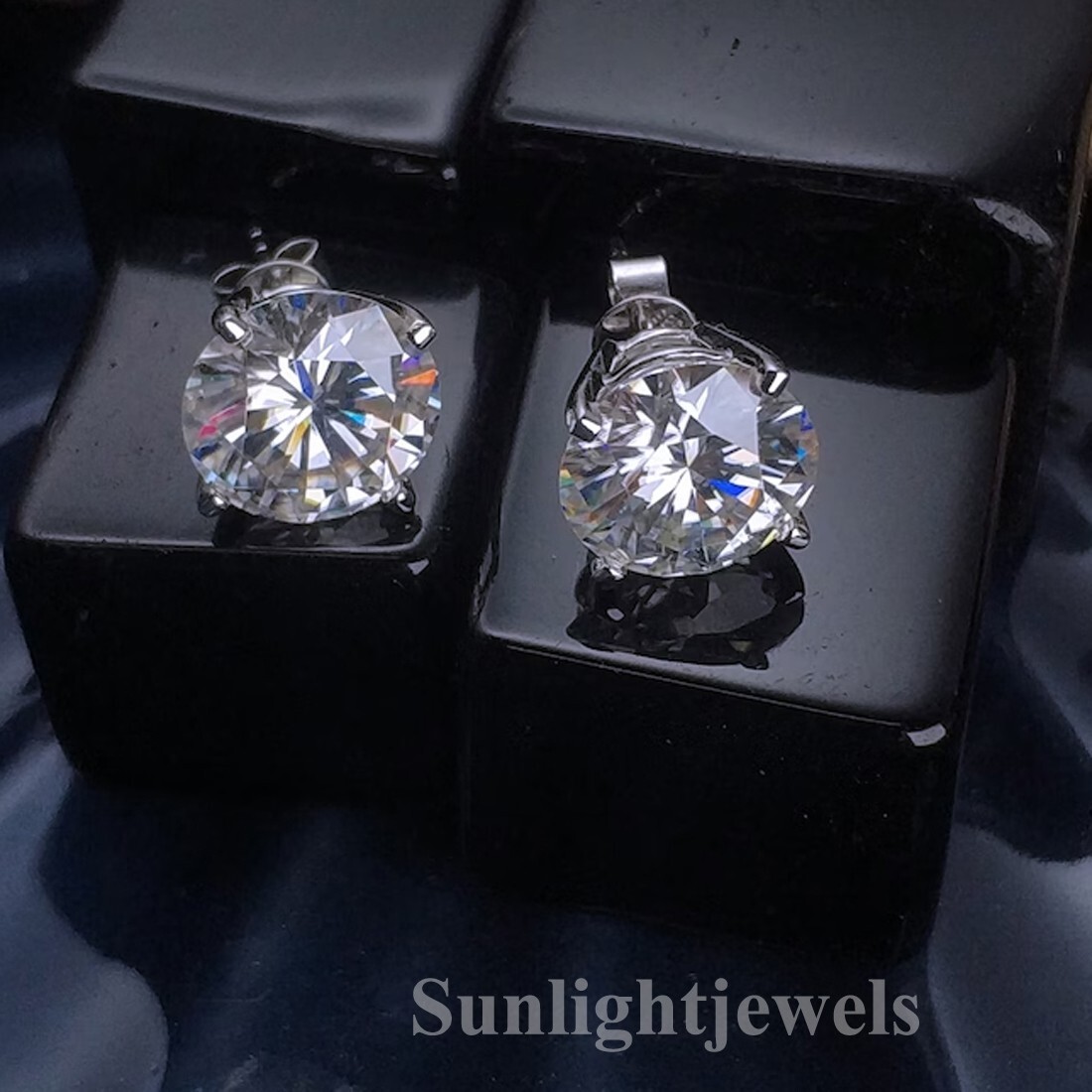 5 Ct Certified Treated Off-White Diamond Solitaire Studs 925 Silver Great Shine
