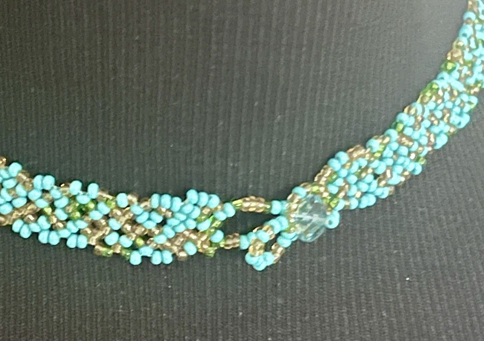 handcrafted artisan jewelry TURQUOISE GLASS BEAD NECKLACE Coral Design