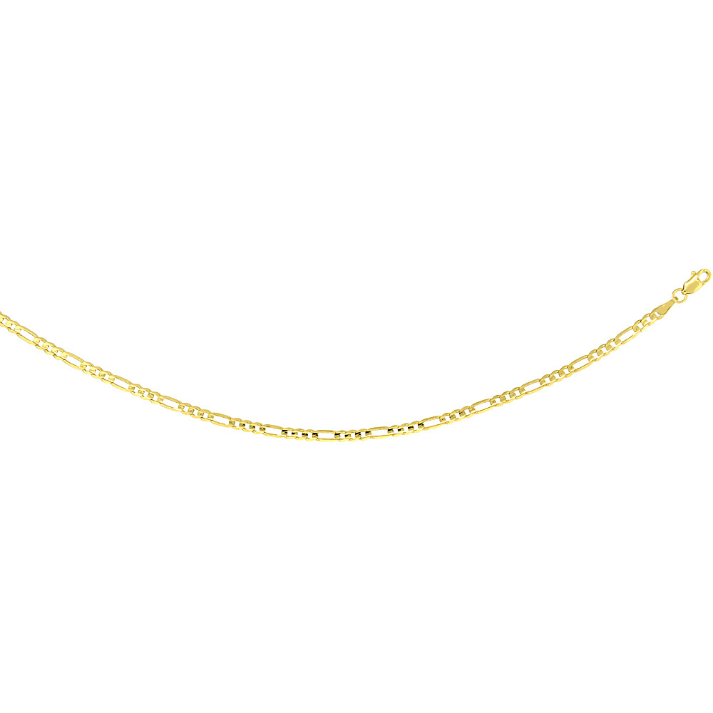 10k Solid Yellow Gold Figaro Chain Necklace 2.23mm-10.25mm Sz 16-30 Inches