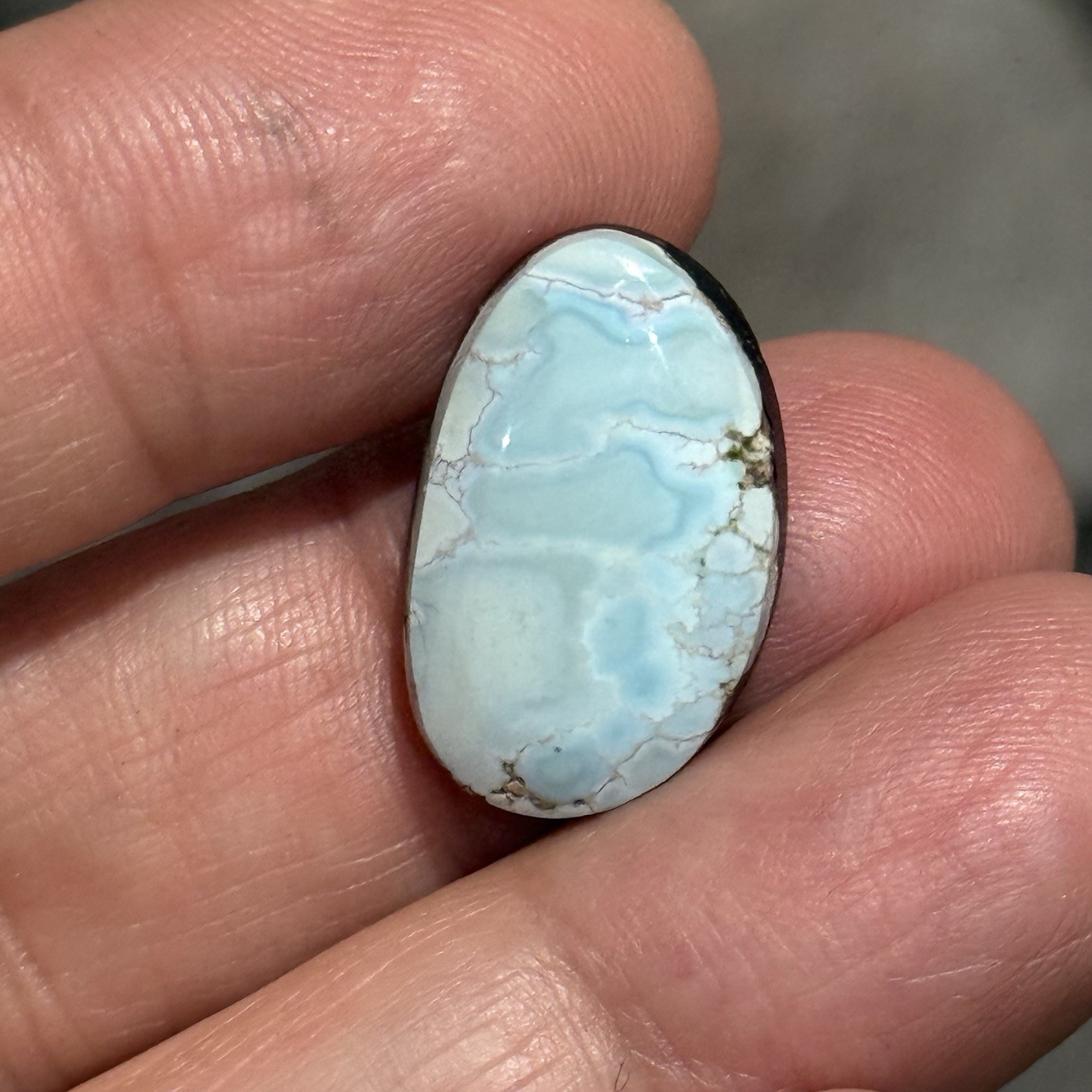 9.85ct 20.6x13x5mm Fine Powder Blue Gobi Turquoise Backed Cabochon Loose Gem