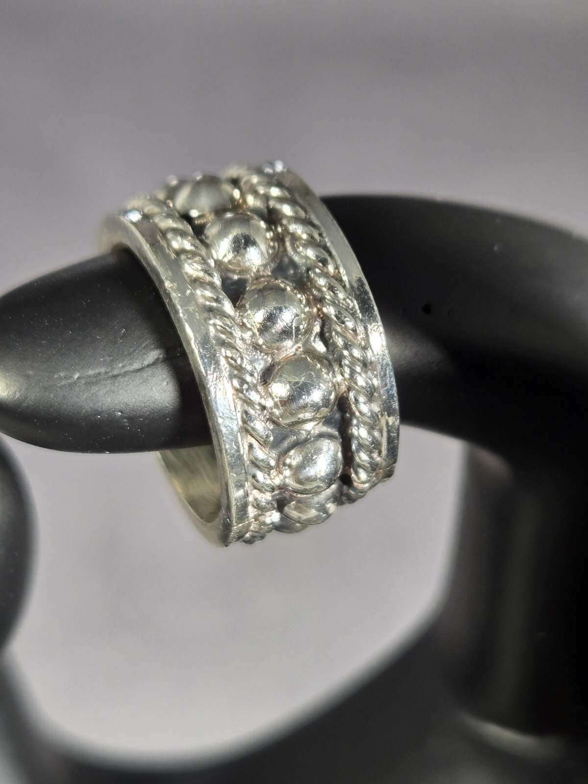 SILVER 925 7.2 G Size 4 Handmade Retro Made In Mexico Band Width 9.7