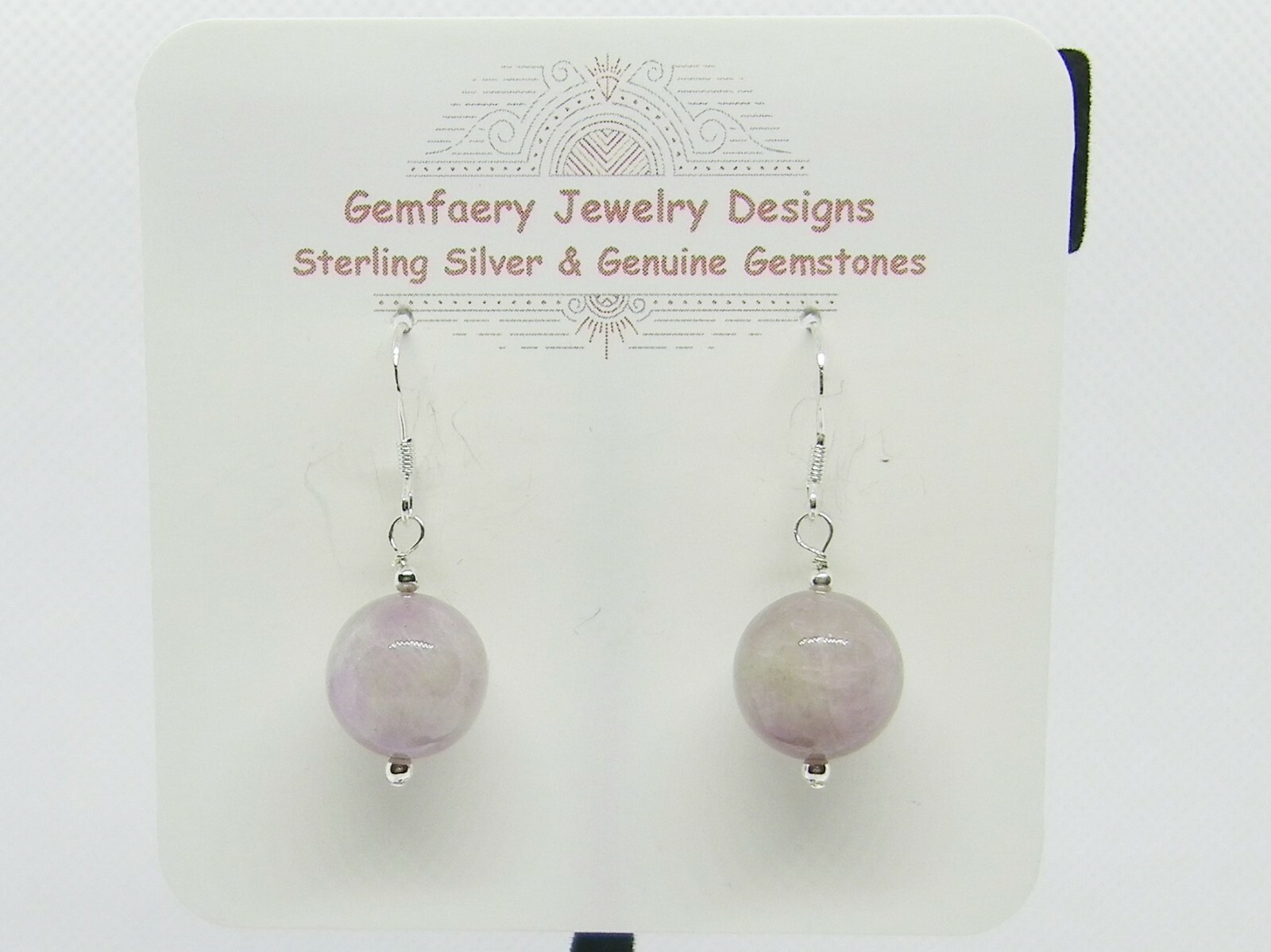 Sterling Silver Natural KUNZITE Gemstone Dangle Earrings #1117…Handmade USA