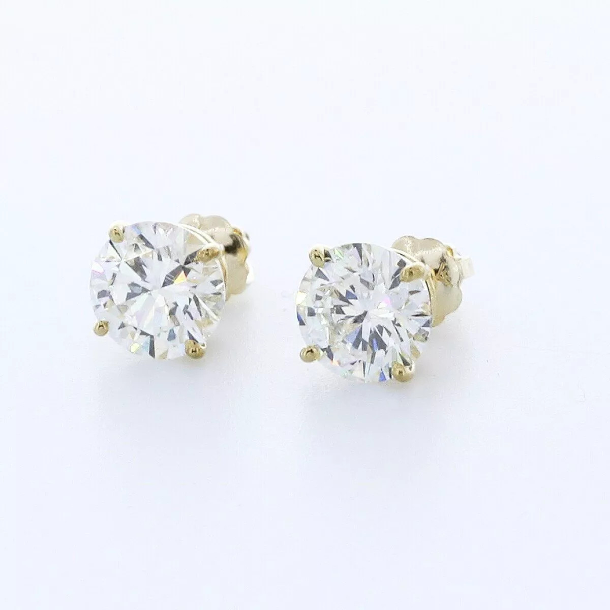 Solid 14K White Gold Stud Earrings Classic 2.01 CT Round Natural Diamond H SI2