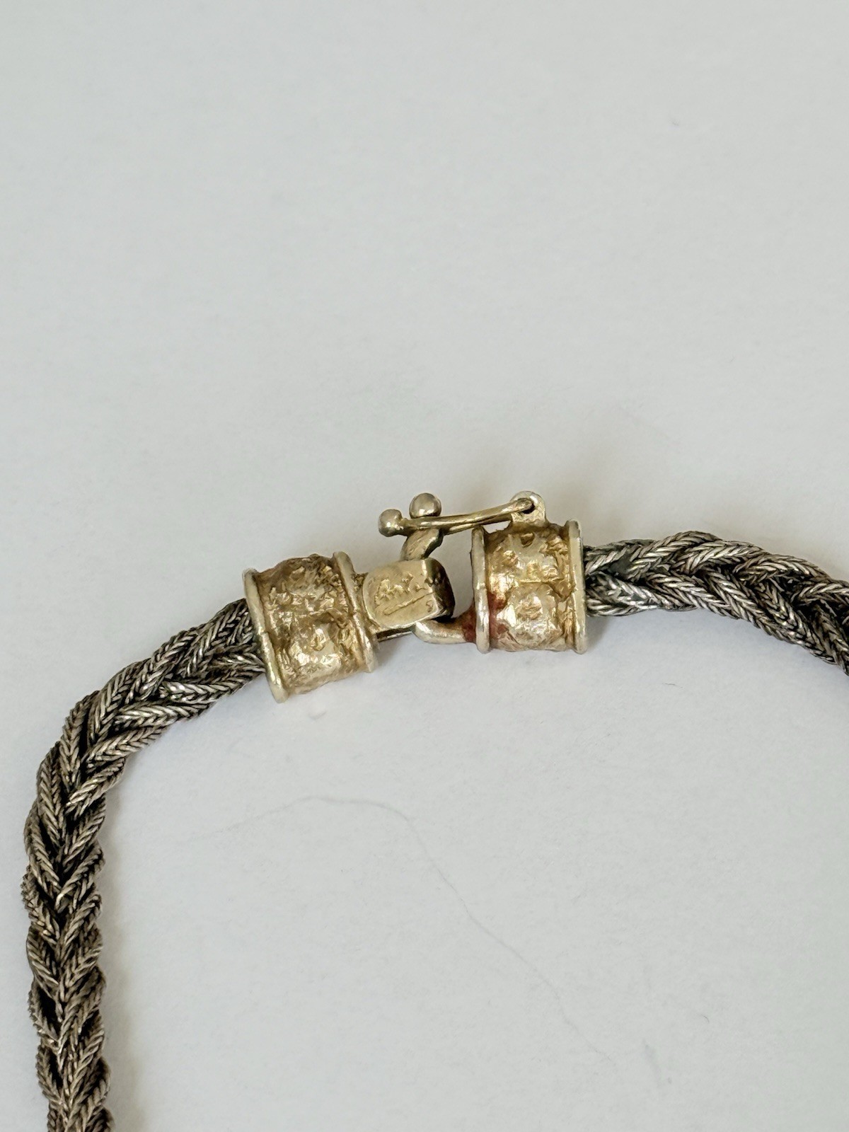VINTAGE ANATOLI STERLING SILVER GOLD GILT BRAIDED LINK CHAIN NECKLACE 45-GRAMS