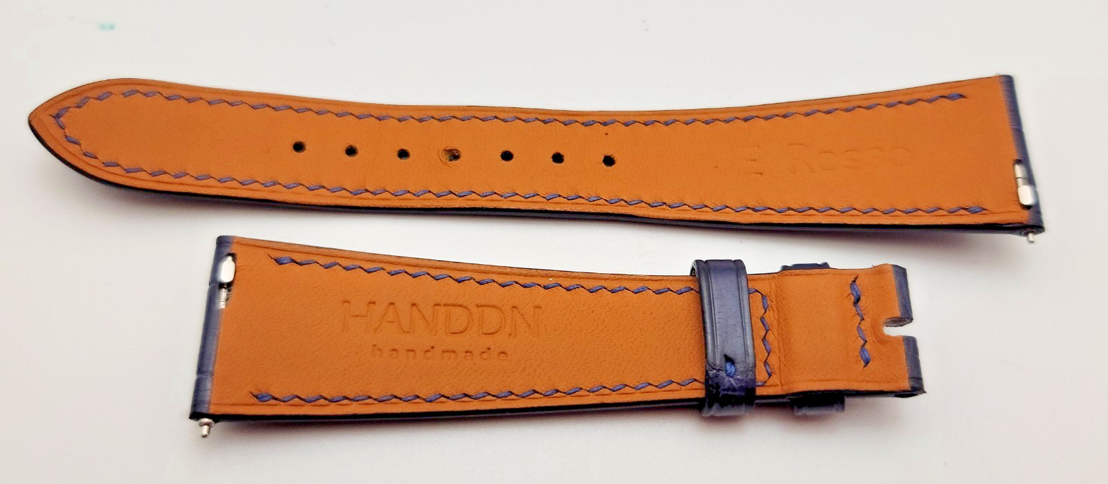 NEW? Authentic Handdn JE Rosso Navy Blue watch strap 20/14mm,75+115mm
