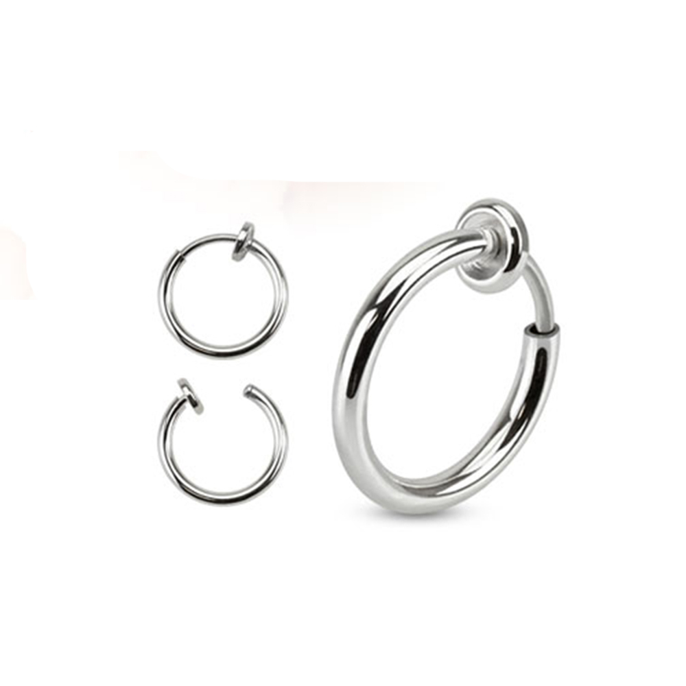1 – Spring Action Fake Septum Ring in Rhodium Plated Brass Rings Ear Cuff F22