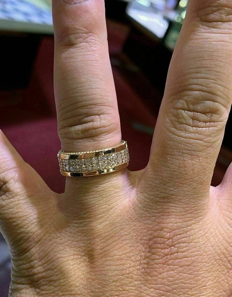 2.5Ct VVS1 Round Cut Lab Created Diamond Men’s Wedding Gift 14K Gold Finish Ring