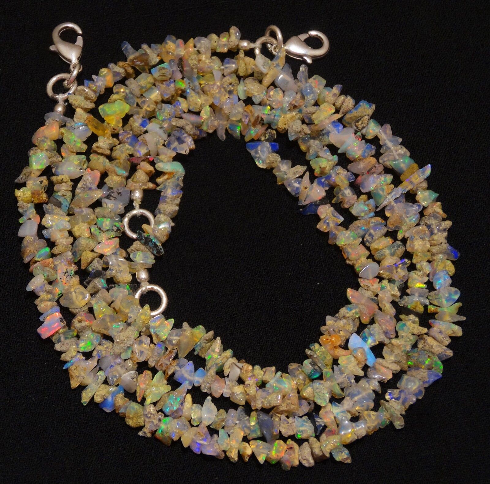 Natural Gem Ethiopian Welo Opal 4 to 5MM Approx. Uncut Beads Necklace 18″ 40Cts.
