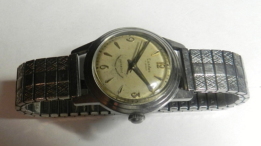 VTG SWISS 1950’S MENS LANDAU FLORINA 17’J INCABLOC MILITARY MANUAL WRISTWATCH