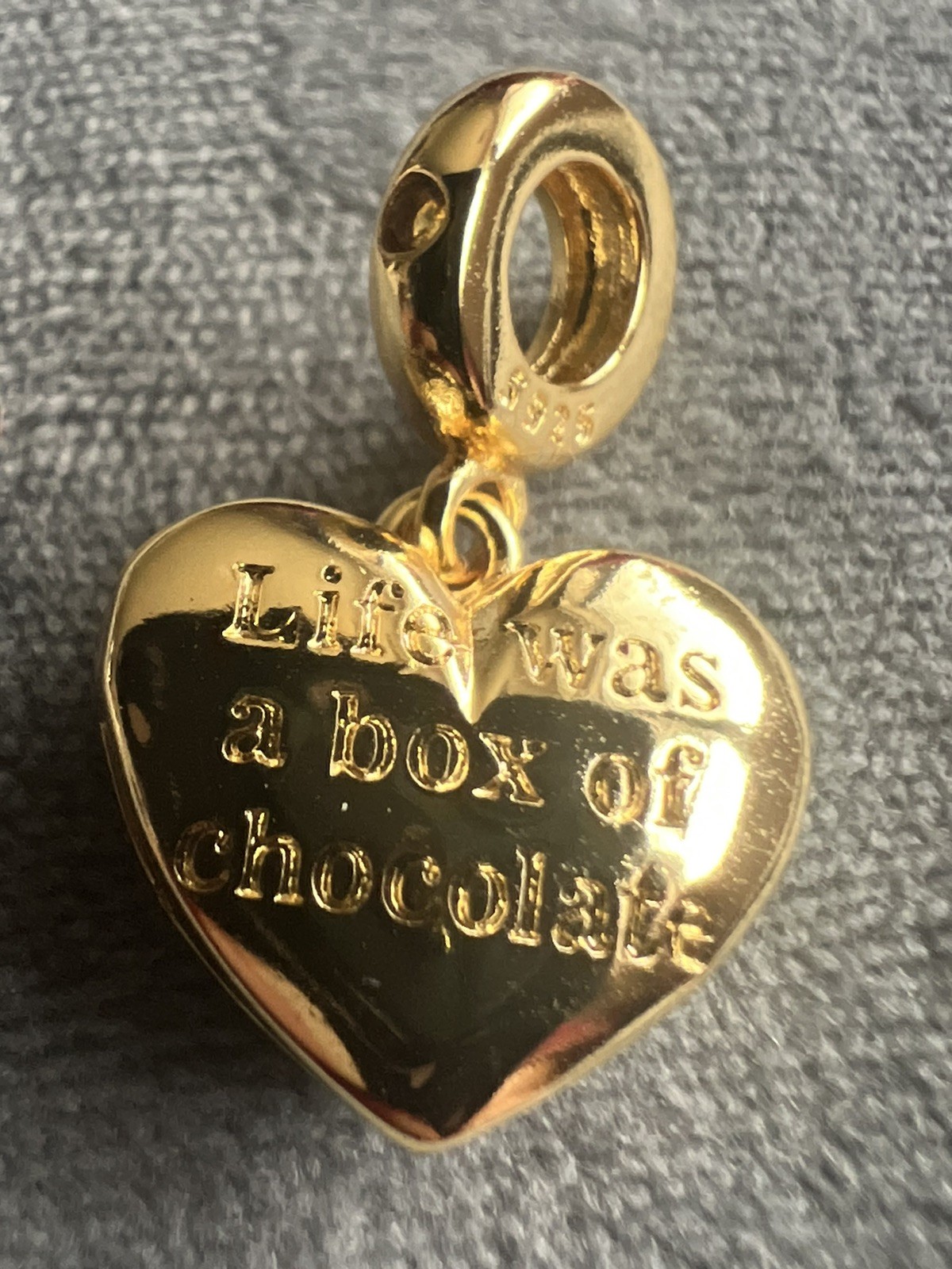 New Marked 925 Silver Gold Plated Box Of Chocolate Heart Charm Pendant