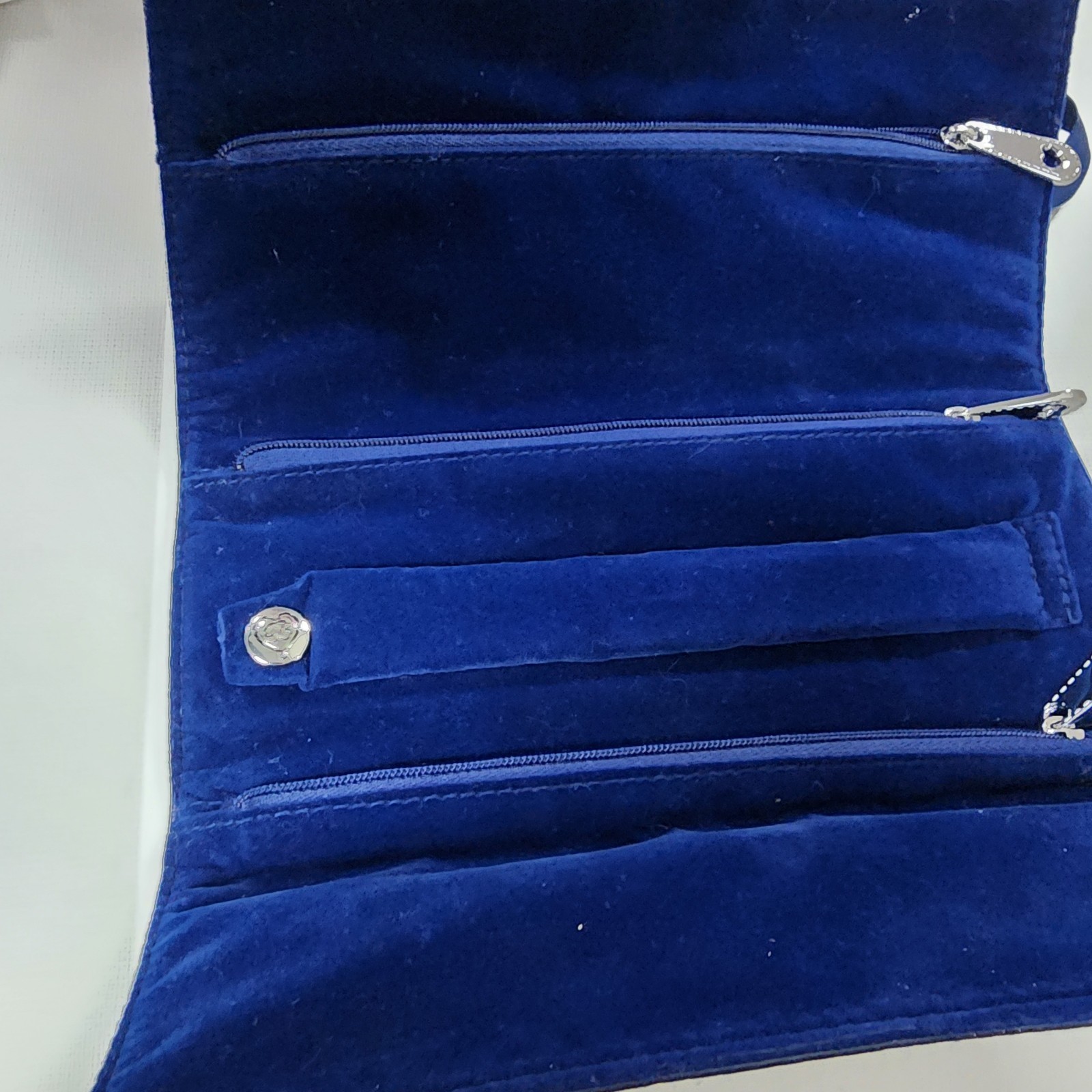 Brighton Nautical Travel Jewelry Roll Blue Velvet Lined Zippered Compartments