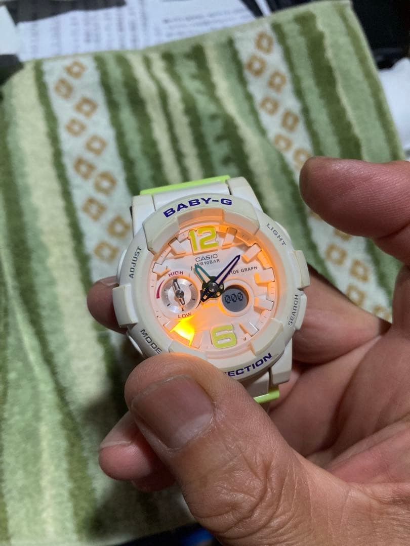 CASIO BABY-G white time and calendar adjusted