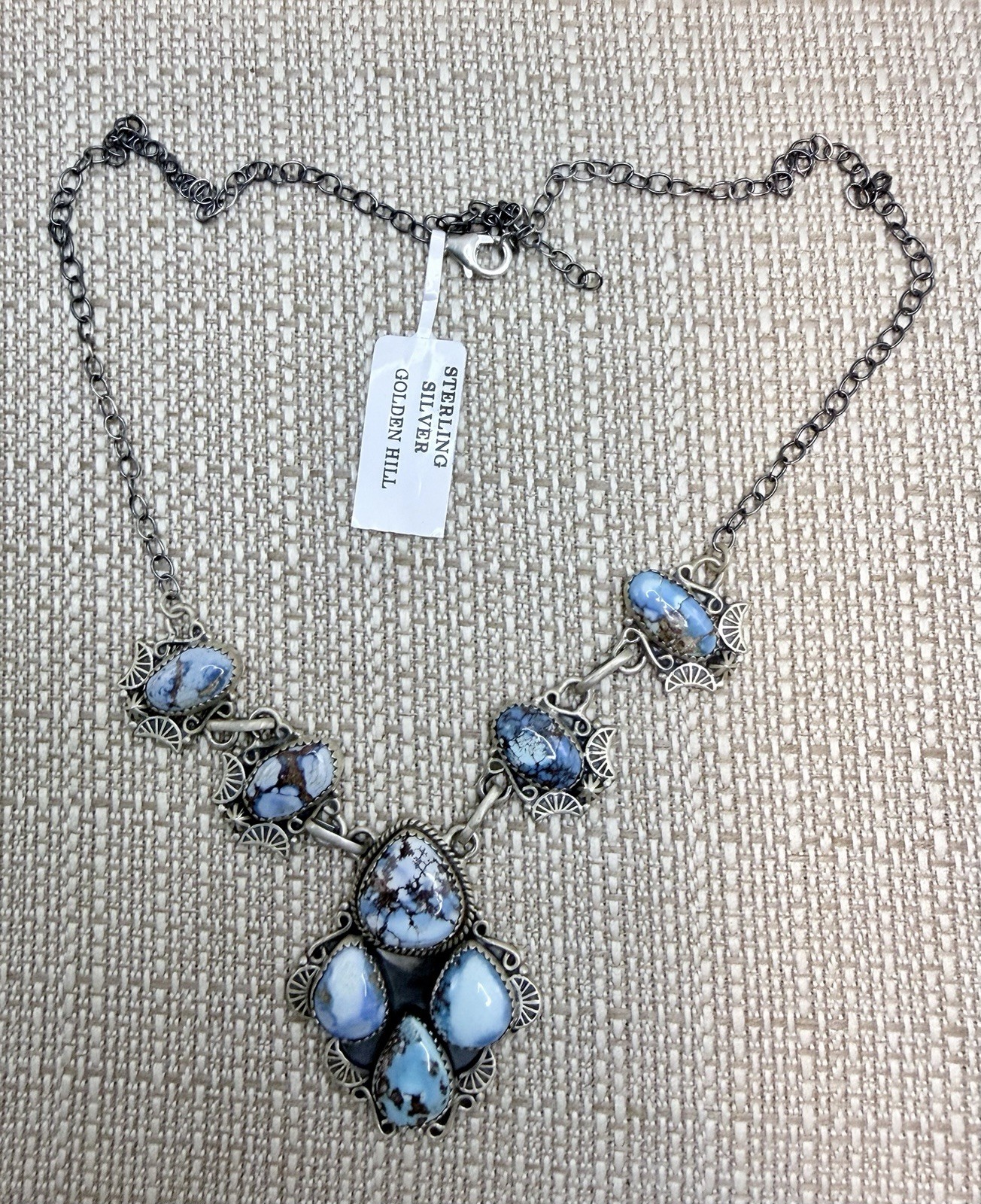 925 Golden Hills Turquoise Cluster Blossom Necklace Adjustable To 21 inches