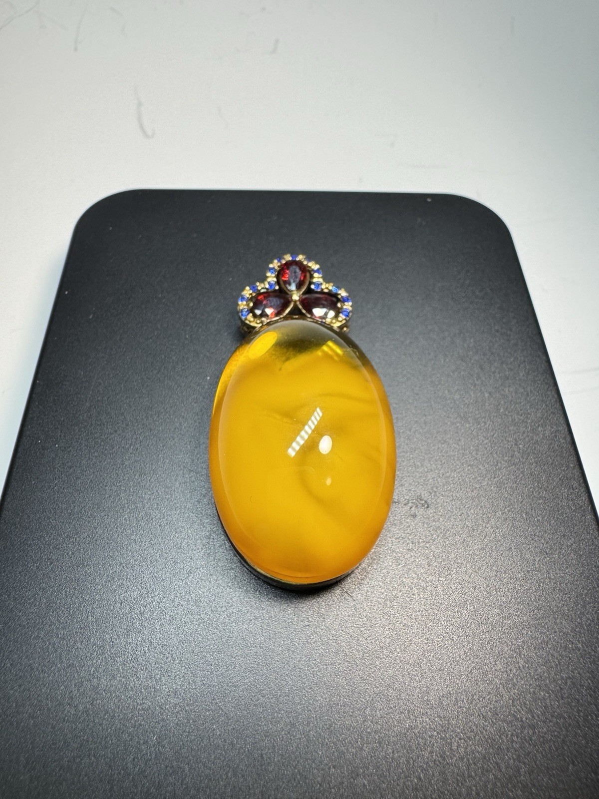 Natural Baltic Amber Pendant Butterscotch Egg Yolk in Sterling Silver 18.4g