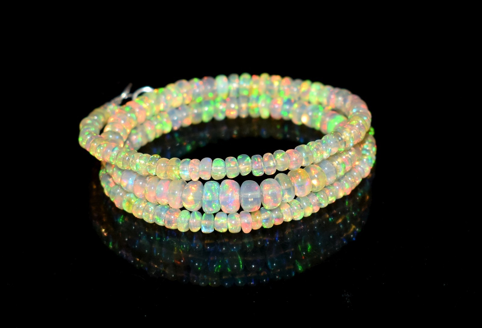 16″ Natural Ethiopian Opal BeadS Necklace Genuine Fire Opal Jewelry
