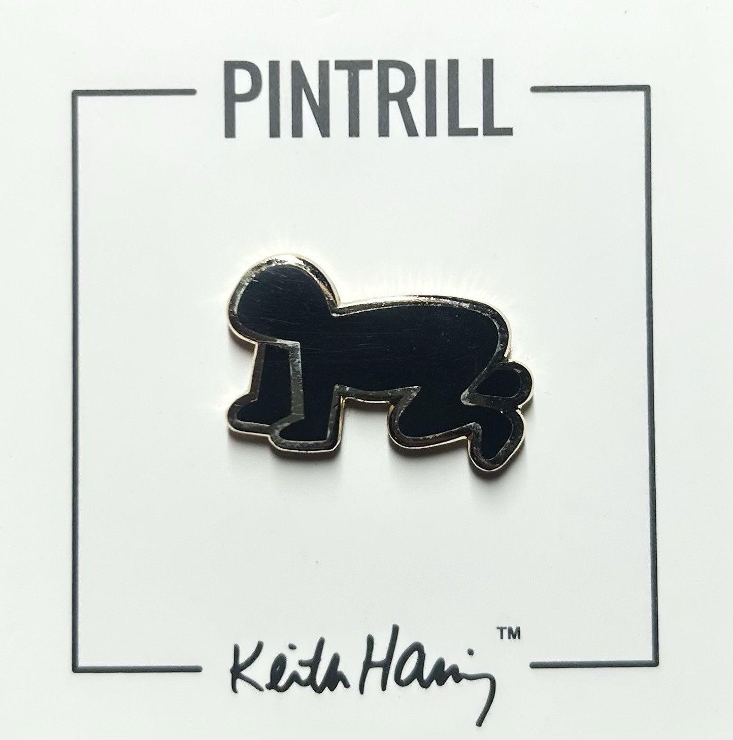 Keith Haring Radiant Baby Black Gold Enamel Pin (Sold Out Collectors Item)