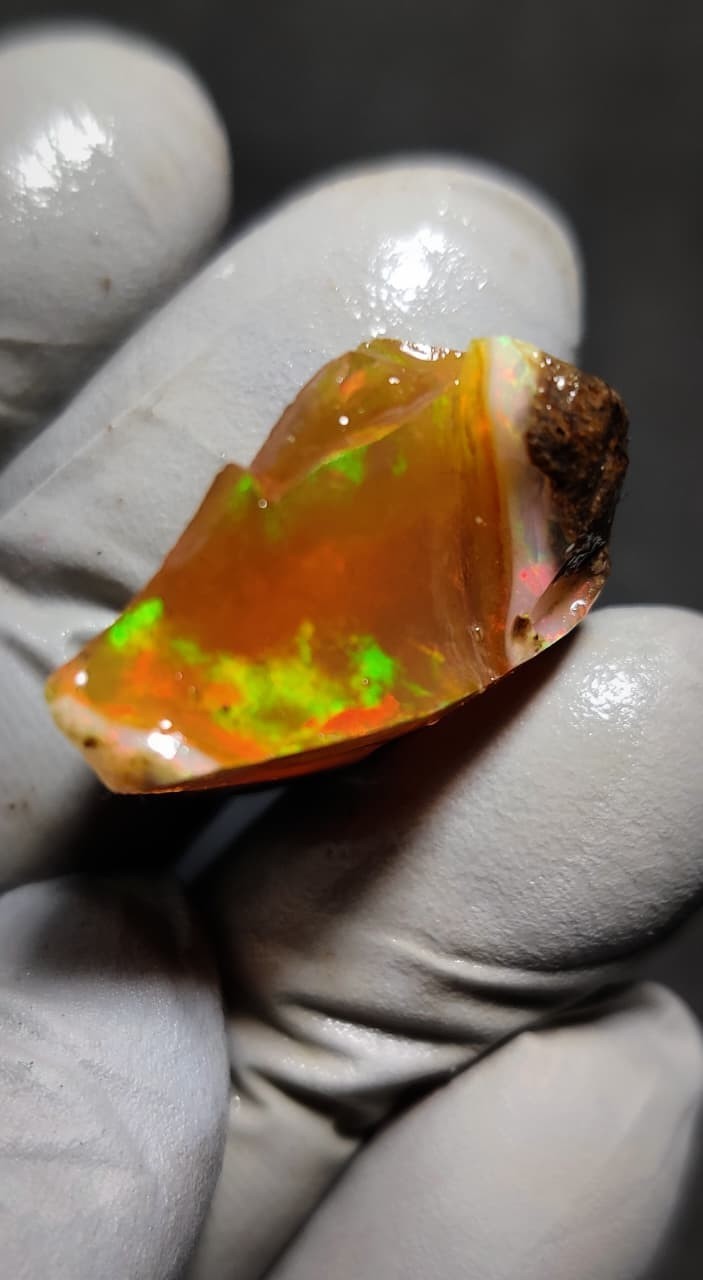 23ct natural ethiopian opal welo rough intense multi color play of fire gemstone