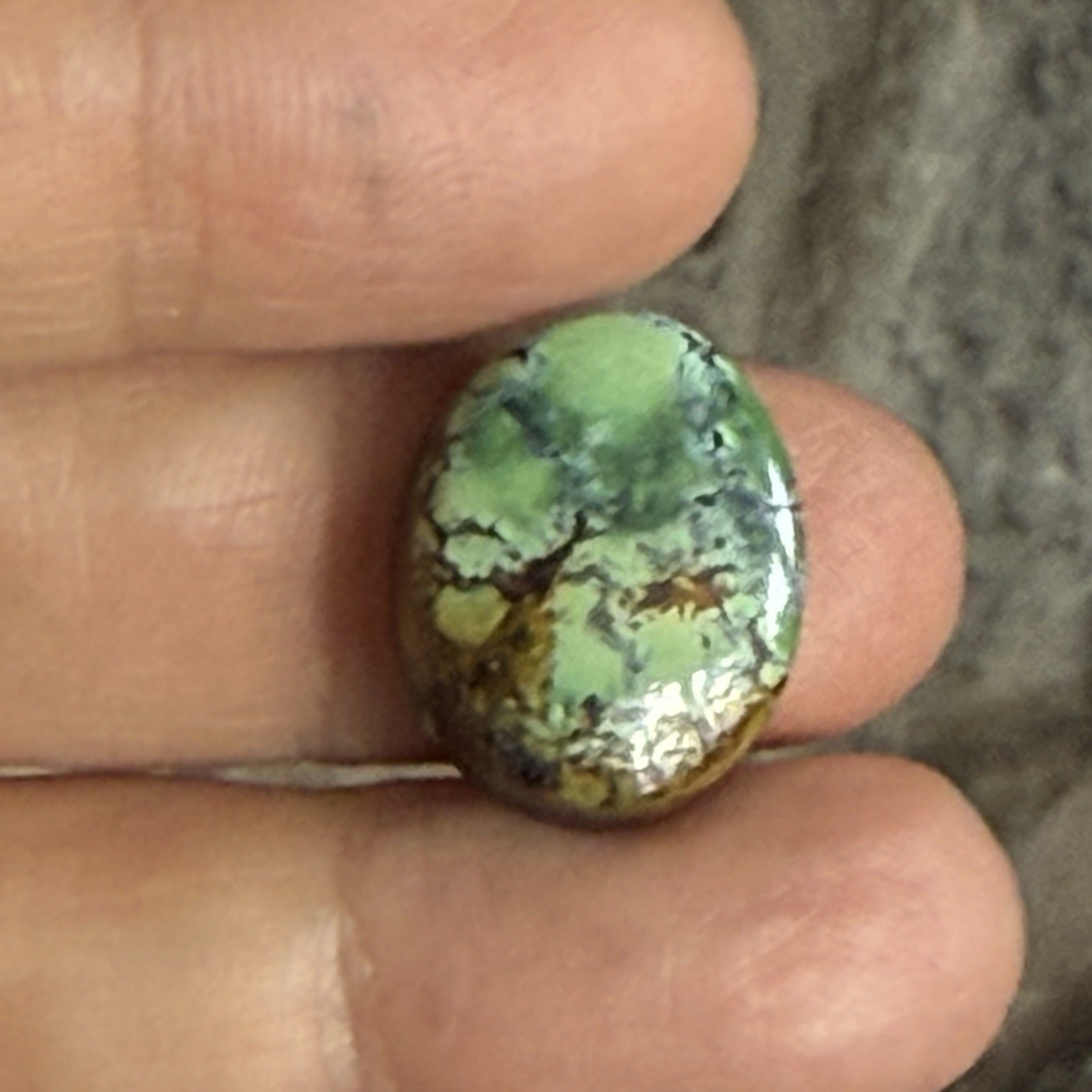 14.10ct 18.7c14.7×6.5mm Green Qingu Mine Turquoise Oval Cabochon Backed Stone