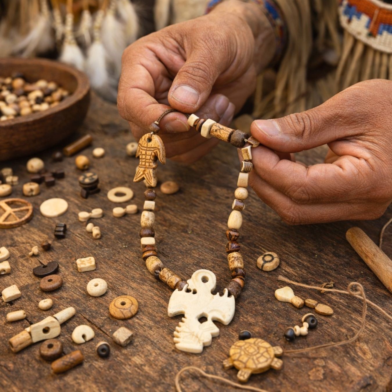 Assorted Bone Buttons, Beads, Spaces, and other Accessories