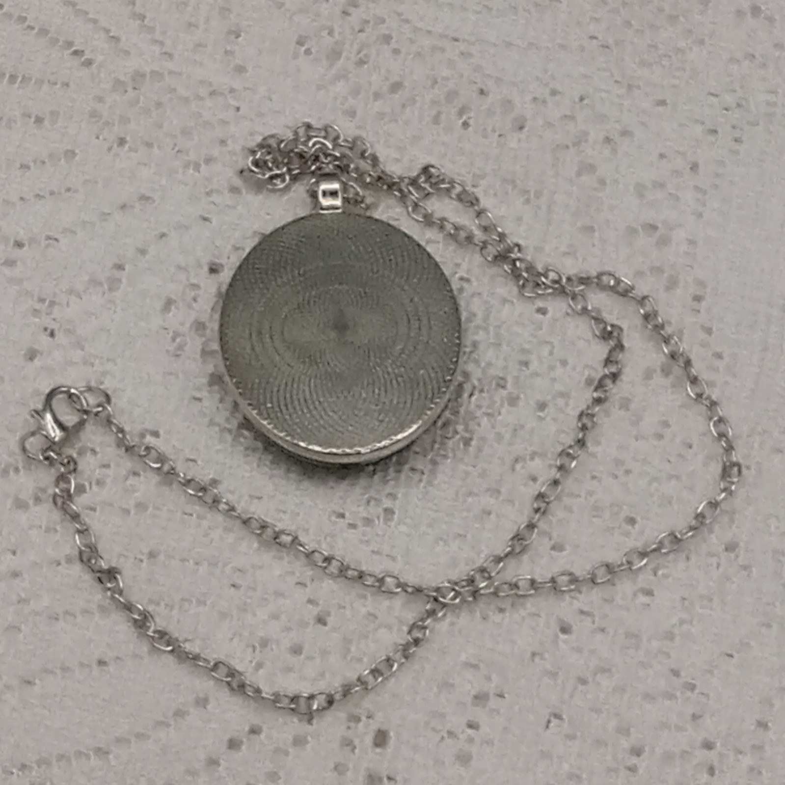 Celestial Necklace Oval Blue Pendant Astrological Symbols Silvertone Chain