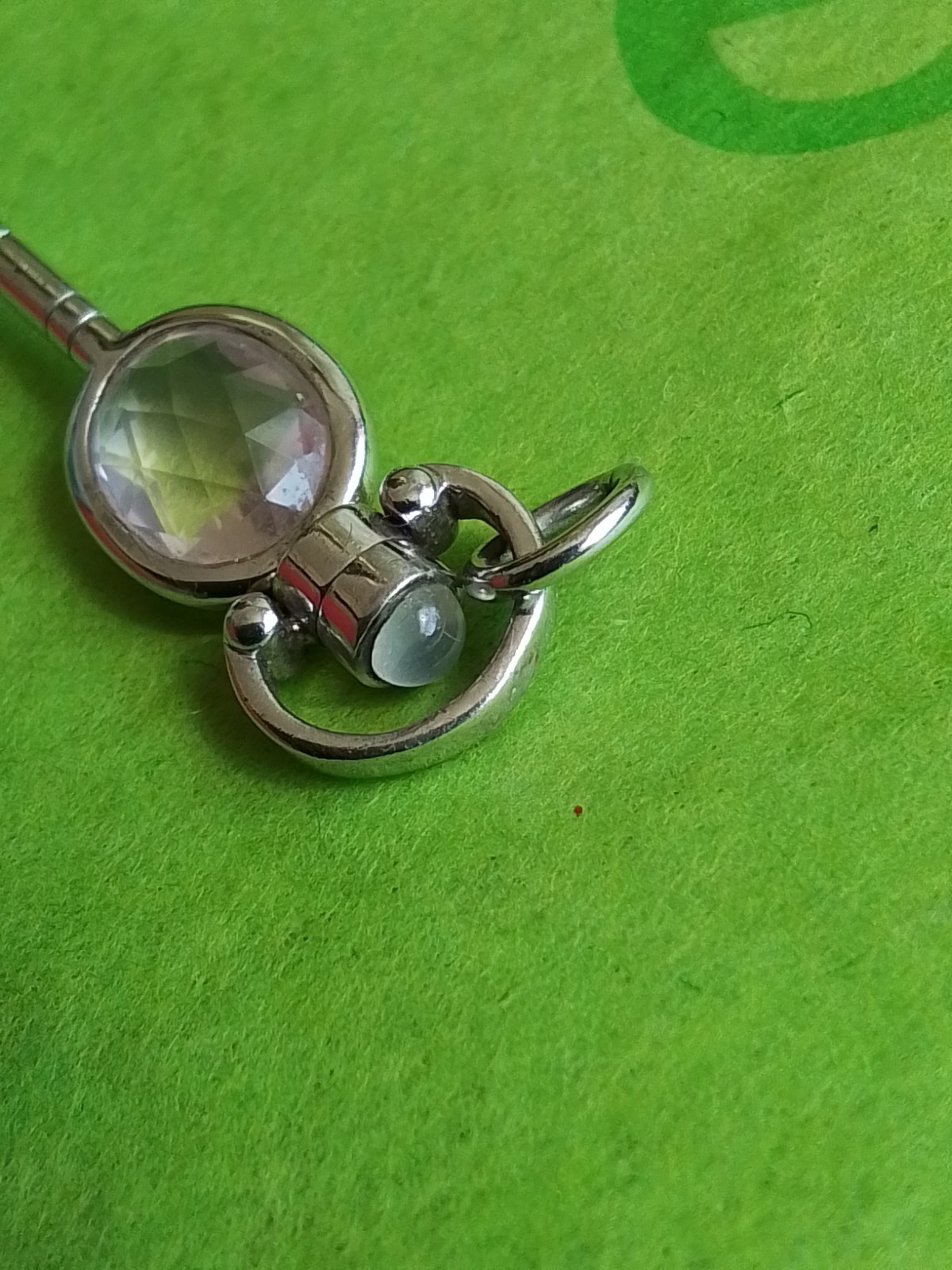 Monica Rich Kosann Carpe Diem Sterling Silver Pendant Pink Crystal Moon Stone