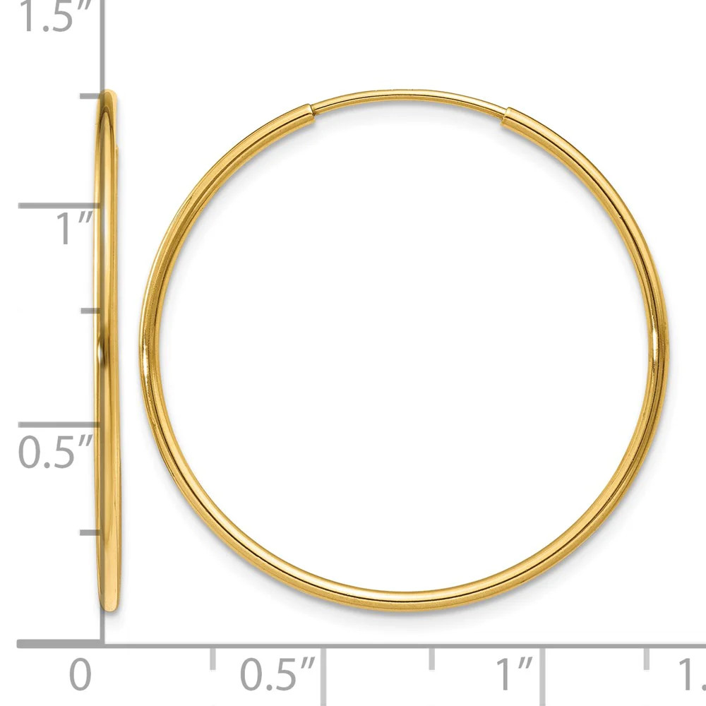 14K Yellow Gold 1.20mm Endless Hoop Earring