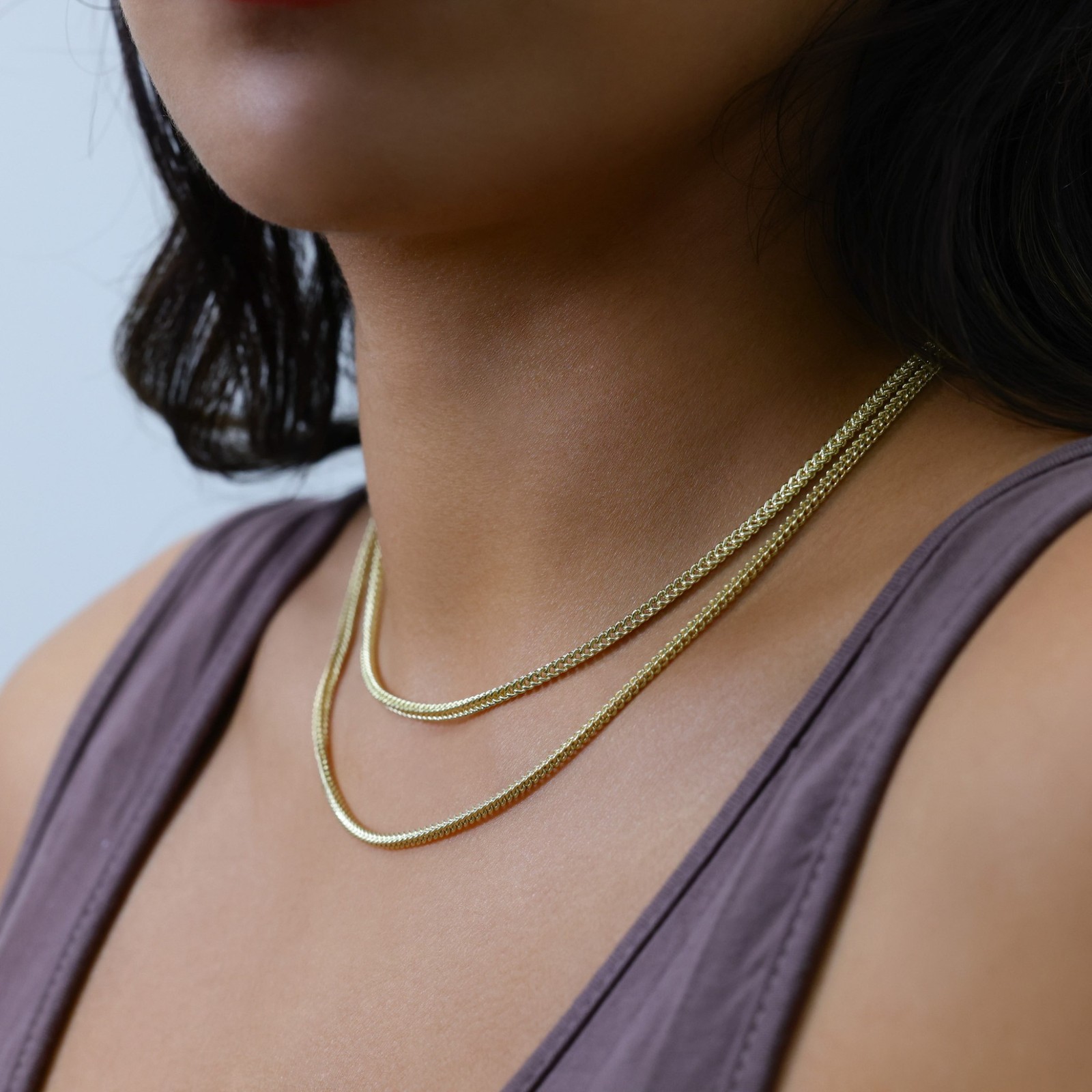 10K Yellow Gold 2.5mm Franco Box Wheat Foxtail Chain Necklace Mens Women 16″-30″