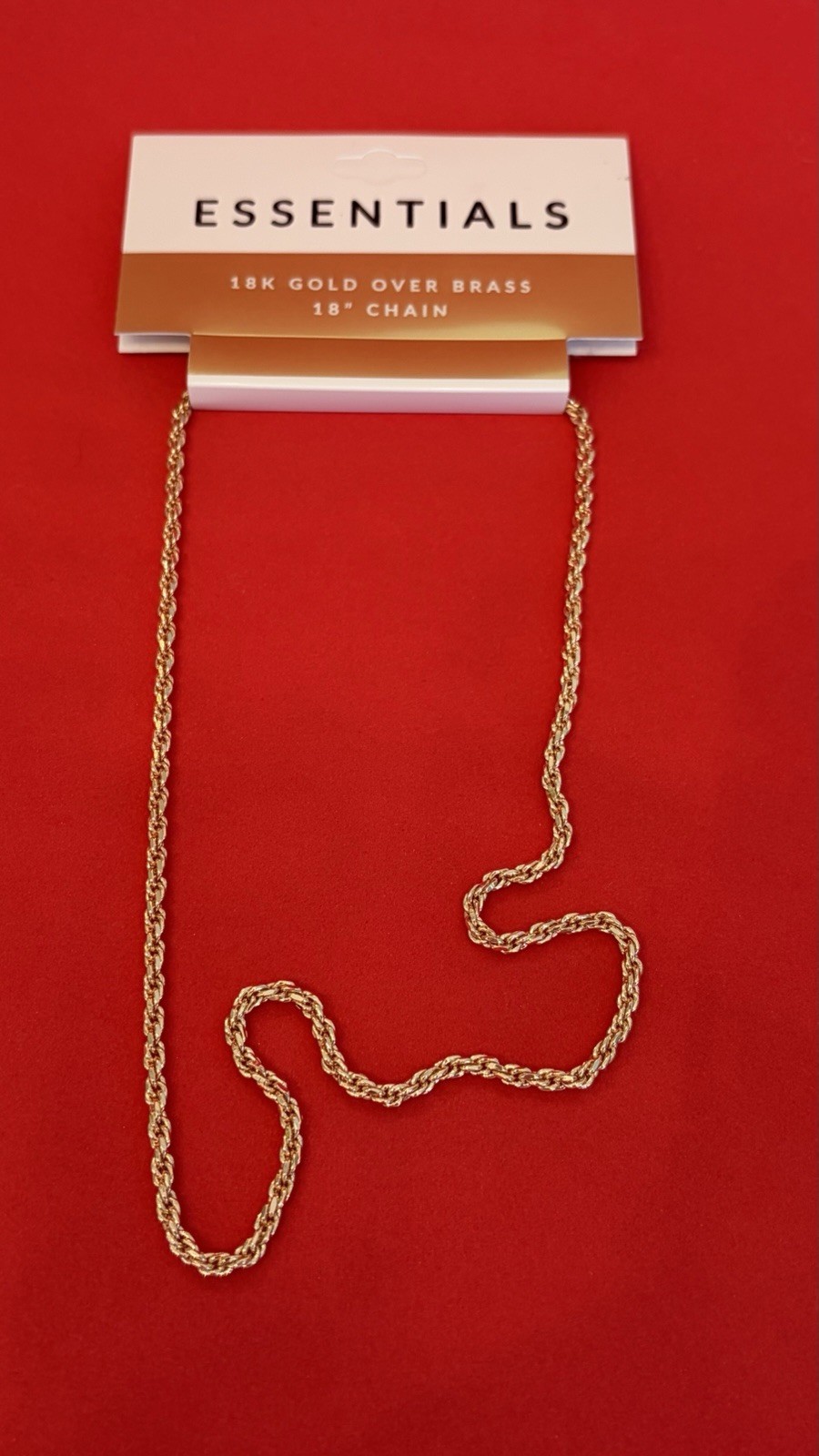 Essentials 18K Gold Over Brass Silver Plated 18 InchChain Necklace NWT