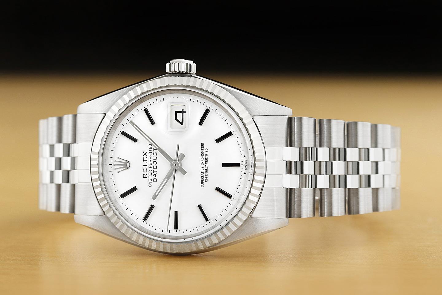 ROLEX MENS DATEJUST WHITE DIAL 18K GOLD STEEL WATCH w/ JUBILEE BRACELET