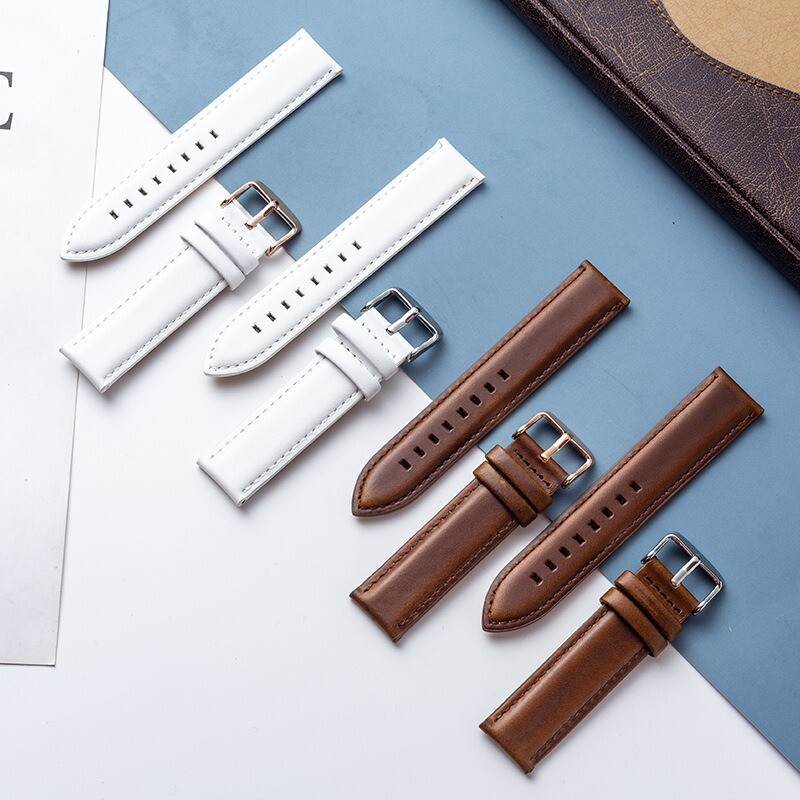 First Layer Cowhide Leather Watch Band Pin Buckle Watch Accessories 18/20/22mm