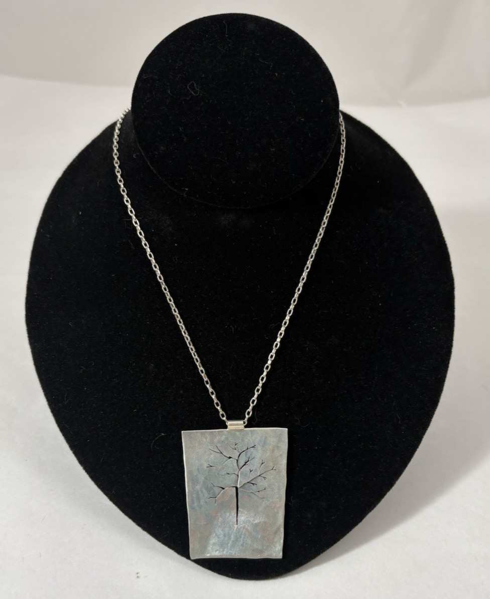 STERLING SILVER TREE Pendant Necklace Studio Artisan Handmade Silversmith Cutout