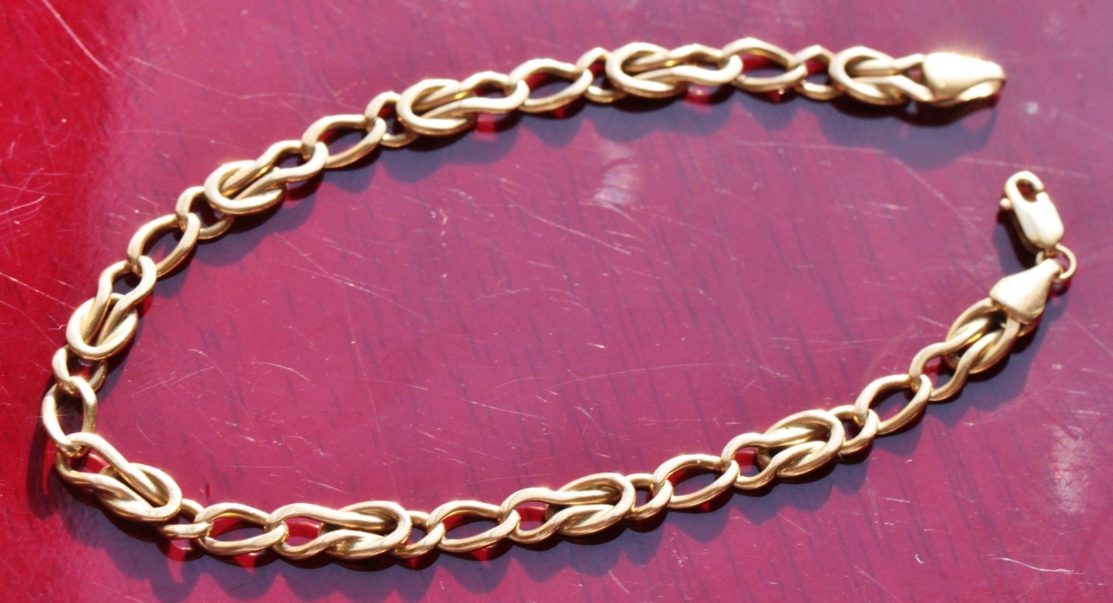 14k yellow gold bracelet Italian 7.62″ diamond cut fancy link chain vintage 7.9g